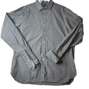 Polo By Ralph Lauren Estate Custom Fit 17.5 44 Plaid Black White Prince Of Wales